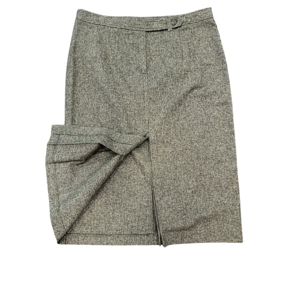 Vintage 2000’s United Colors of Benetton Green Wool Blend Tweed Pencil Skirt 10 - Picture 2 of 8